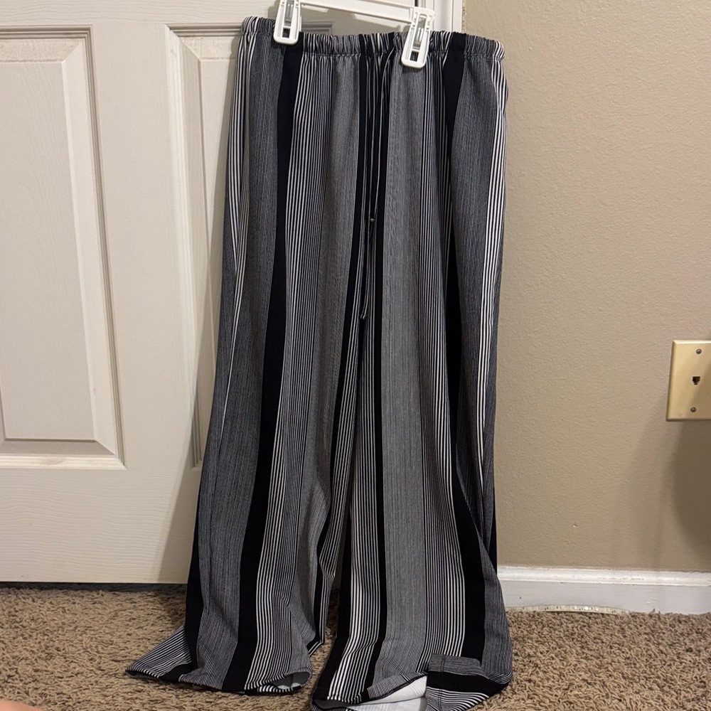 Striped Black and Gray Women's Pants